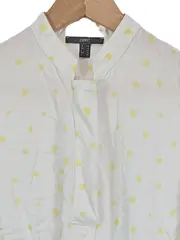 Vorschaubild 4 von Damen Hemdbluse Gr. 40 L Weiß gepunktet Viskose Langarm Casual