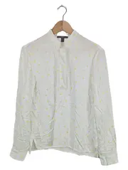 Vorschaubild 1 von Damen Hemdbluse Gr. 40 L Weiß gepunktet Viskose Langarm Casual