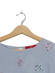 Vorschaubild 2 von Damen Bluse Blau Gestreift Pailletten Langarm Gr. 36 S