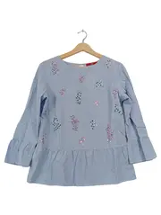 Vorschaubild 1 von Damen Bluse Blau Gestreift Pailletten Langarm Gr. 36 S
