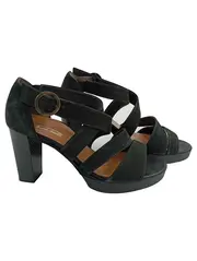 Vorschaubild 1 von Damen Sandaletten Gr. 41 Schwarz Elegant Blockabsatz Riemchen