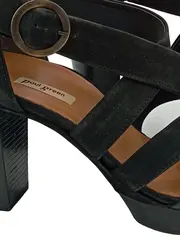 Vorschaubild 2 von Damen Sandaletten Gr. 41 Schwarz Elegant Blockabsatz Riemchen