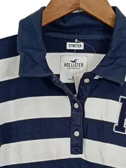 Vorschaubild 2 von Damen Poloshirt Gestreift Blau Weiß Gr. M mit H Logo