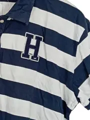 Vorschaubild 3 von Damen Poloshirt Gestreift Blau Weiß Gr. M mit H Logo