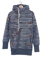 Vorschaubild 1 von Hoodie Damen L Kapuzenpullover Gestreift Blau Weiß Sweatshirt