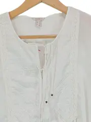 Vorschaubild 2 von Damen Bluse Gr. 38 Weiß Bohemian Stickerei Spitze 3/4-Arm