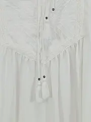 Vorschaubild 3 von Damen Bluse Gr. 38 Weiß Bohemian Stickerei Spitze 3/4-Arm