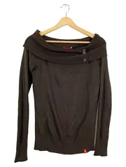 Vorschaubild 1 von Damen Pullover Gr. XS/34 Oliv Schulterfrei Langarm