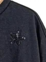 Vorschaubild 3 von Mädchen Pullover Grau Gr. 140 Sterne Pailletten Langarm Casual