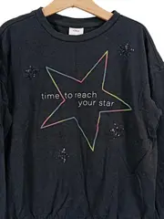 Vorschaubild 2 von Mädchen Pullover Grau Gr. 140 Sterne Pailletten Langarm Casual