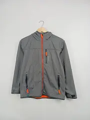 Vorschaubild 2 von Vigga Kinder Softshelljacke Kapuze meliert Grau Outdoor Sport Gr. 158