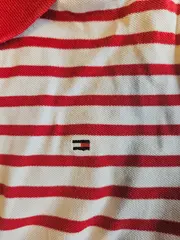 Vorschaubild 2 von Kinder Poloshirt Gr. 140 rot weiß gestreift Baumwolle