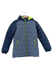Vorschaubild 1 von Kinder Steppjacke Gr. 152 Blau Kapuze Outdoor Polyester Strukturmuster