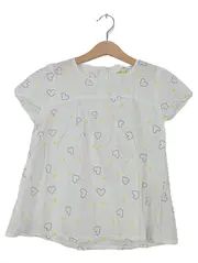 Vorschaubild 1 von Mädchen Bluse Gr. 138 cm Weiß Charmant mit Herzen Kurzarm