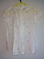 Vorschaubild 2 von Mädchen Bluse Gr. 138 cm Weiß Charmant mit Herzen Kurzarm
