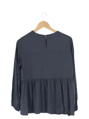 Vorschaubild 2 von Bluse Damen Grau Gr. 36/S Elegant Klassisch Langarm Modal