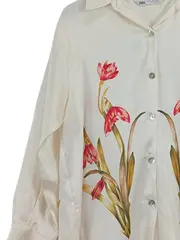 Vorschaubild 2 von Damen Bluse S Beige Blumenmuster Langarm Feminin