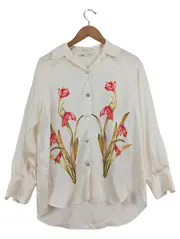 Vorschaubild 1 von Damen Bluse S Beige Blumenmuster Langarm Feminin