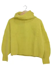 Vorschaubild 1 von Damen Rollkragenpullover Gr. 36 Gelb Oversized Cropped Wolle