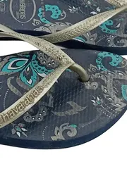 Vorschaubild 3 von Slim Damen Sandalen Blau Florales Muster Gr. 38 Casual