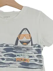 Vorschaubild 3 von Kinder T-Shirt Gr. 110 Weiß Casual Hai Motiv Kurzarm