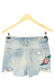 Vorschaubild 2 von Distressed Jeans Shorts Blumenstickerei Damen Blau Gr. 34