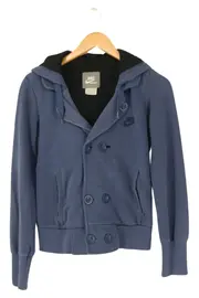 Vorschaubild 1 von Damen Trainingsjacke Kapuze Knopfleiste Gr. 38/M Blau Sportlich