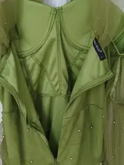 Vorschaubild 2 von Damen Korsett Kleid Gr. L Grün Tüll Perlen Festlich Party