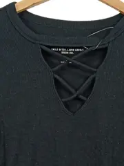 Vorschaubild 2 von Damen Langarmshirt Gr. 36/S Schwarz Strukturmuster Casual