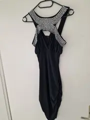 Vorschaubild 3 von Abendkleid Schwarz Strass Cut-Out Damen Gr. S/36 Elegant