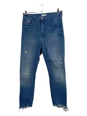 Vorschaubild 1 von Damen Slim Fit Jeans Größe 44 Blau Modern Cut-Outs Fransen