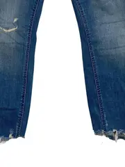 Vorschaubild 3 von Damen Slim Fit Jeans Größe 44 Blau Modern Cut-Outs Fransen