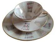 Vorschaubild 1 von Röslau Bavaria Sammelgedeck 3-tlg Porzellan Retro 50er Gold Rosa