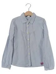 Vorschaubild 1 von Kinder Hemdbluse Gr. 128/134 Blau Gestreift Baumwolle Langarm Casual