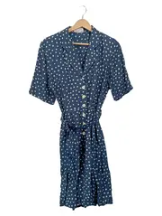 Vorschaubild 1 von Jean Paul Damen Blusenkleid Gr. 36 S Blau gepunktet Viskose Casual