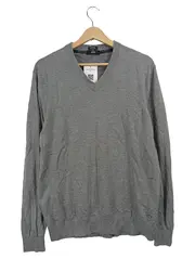 Vorschaubild 2 von Herren Pullover Meliert Baumwolle Wolle Grau Gr. XL 52 Langarm