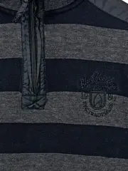 Vorschaubild 3 von Herren Feinstrick Pullover Troyer Gr. XL Grau Gestreift Baumwolle