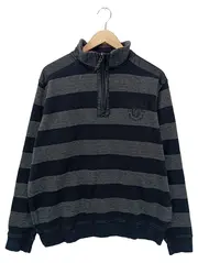 Vorschaubild 1 von Herren Feinstrick Pullover Troyer Gr. XL Grau Gestreift Baumwolle