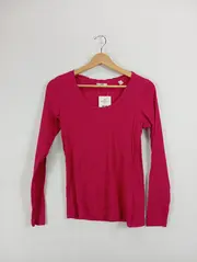 Vorschaubild 2 von Damen Langarmshirt Pink Gr. 36/S Casual Rippstrick