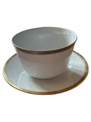 Vorschaubild 1 von Tasse Untertasse Porzellan Weiß Gold Klassisch 200ml 6cm