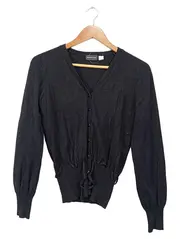 Vorschaubild 1 von Strickjacke Damen V-Ausschnitt Langarm Schwarz Gr. 40 Rippstrick