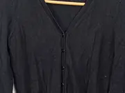 Vorschaubild 2 von Strickjacke Damen V-Ausschnitt Langarm Schwarz Gr. 40 Rippstrick