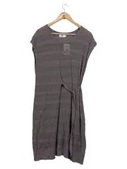 Vorschaubild 1 von Strickkleid Damen Gr. 40/L Grau Casual Lochmuster Baumwolle