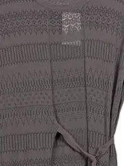 Vorschaubild 2 von Strickkleid Damen Gr. 40/L Grau Casual Lochmuster Baumwolle