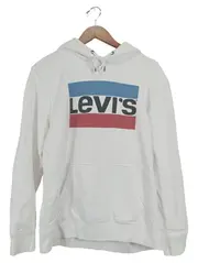 Vorschaubild 1 von Herren Kapuzenpullover Hoodie Gr. 50/L Weiß Logo-Print Freizeit