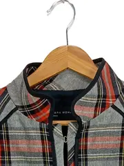 Vorschaubild 3 von Woman Blazer Damen Gr. S Kariert Grau Rot Wolle Jacke