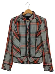 Vorschaubild 1 von Woman Blazer Damen Gr. S Kariert Grau Rot Wolle Jacke