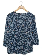 Vorschaubild 2 von Damen Langarmshirt Gr. 38;M Blau Abstraktes Muster Casual Bohemian
