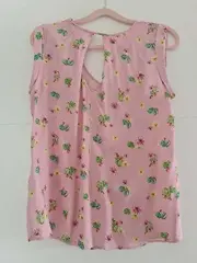 Vorschaubild 3 von Damen Bluse Rosa Florales Muster Ärmellos Gr. 36/S