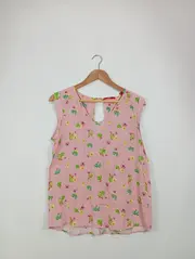 Vorschaubild 2 von Damen Bluse Rosa Florales Muster Ärmellos Gr. 36/S